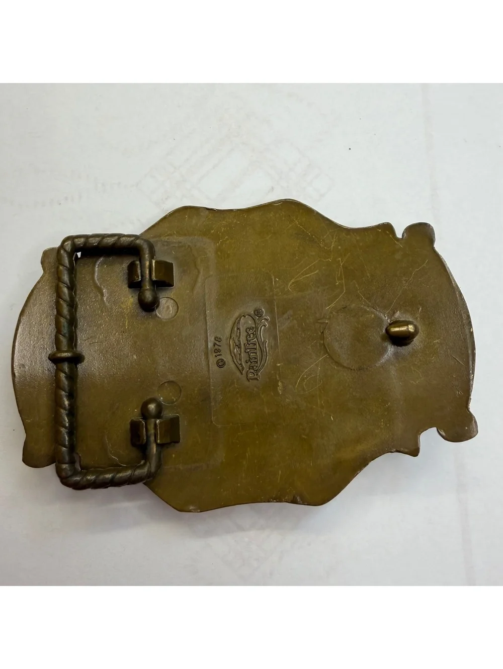Trout brass belt buckle vintage 1978